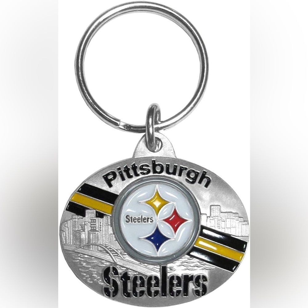 NWT Pittsburgh Steelers NFL Oval Carved Metal Key Chain New with Tags - Picture 4 of 7